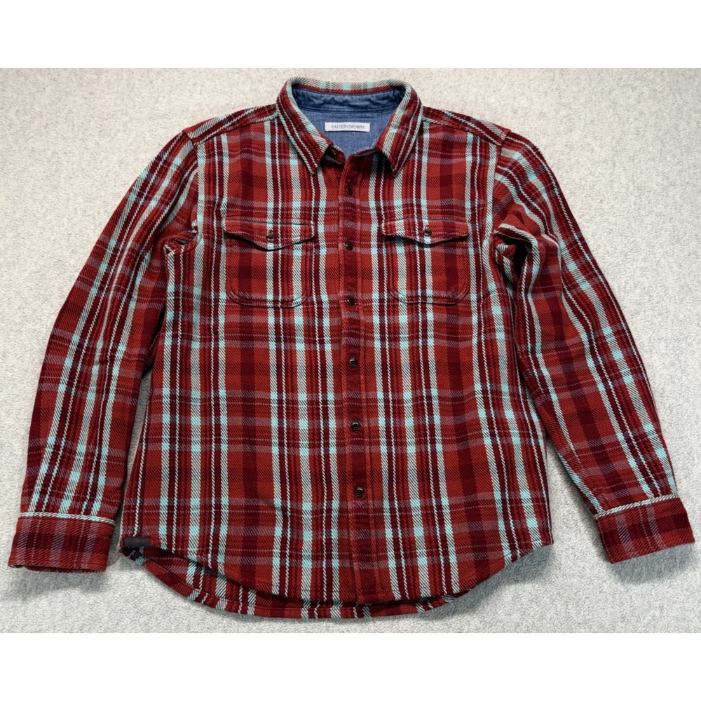 Outerknown Mens Button-Up Shirt Red Blue Plaid Flannel Chest Pocket Classic L